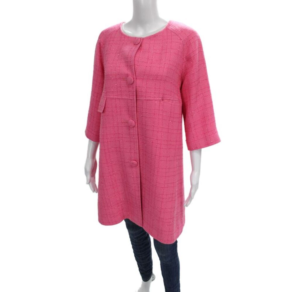 San Francisco Women Pink Blazer Coat Button 3/4 Sleeve Size M - Picture 3 of 5